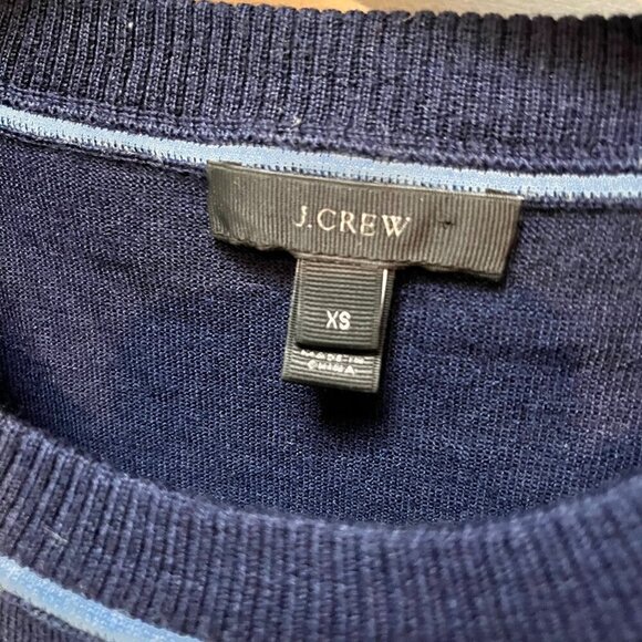 J.Crew Womens XS Merino Wool Navy Sweater With Red & Blue Side Ties - Picture 6 of 6